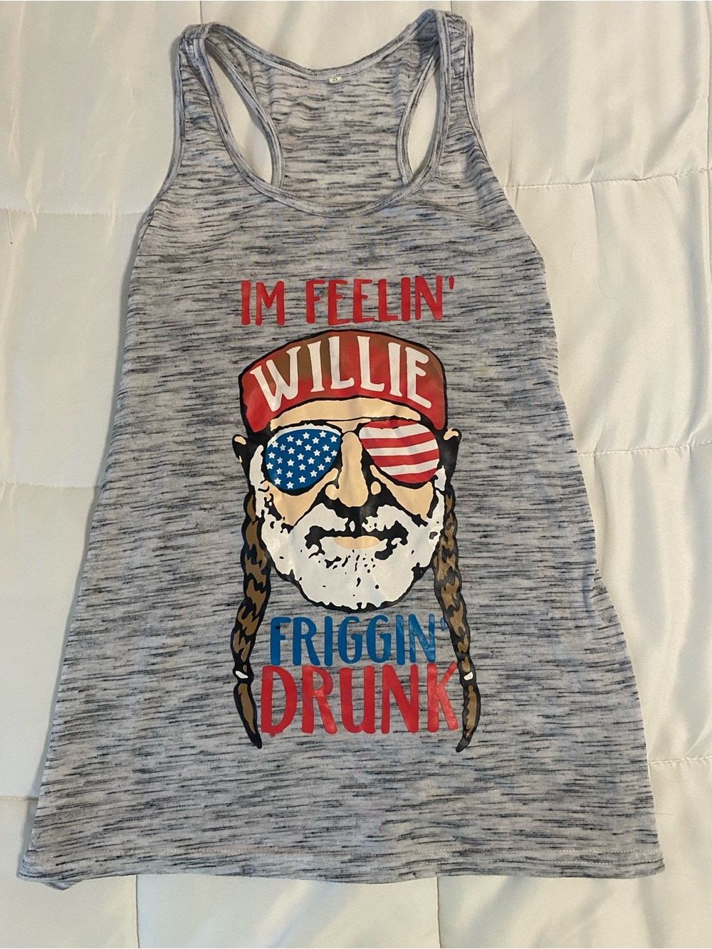 Willie Nelson Graphic Racerback Tank Top - Heather Gray